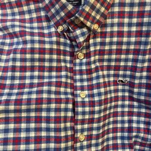 Vineyard Vines Men's Classic Blue and Red Check Shirt